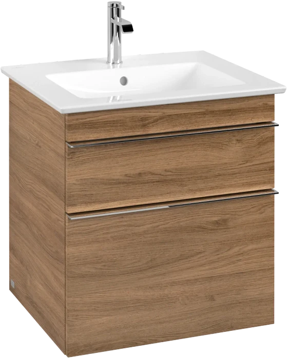 Villeroy & Boch Venticello Waschbeckenunterschrank für Becken mittig 2 Auszüge 553x590x477mm kansas oak/chrome