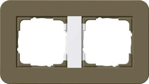 Gira E3 Abdeckrahmen 2fach mit Trägerrahmen reinweiß glänzend Soft-Touch, umbra