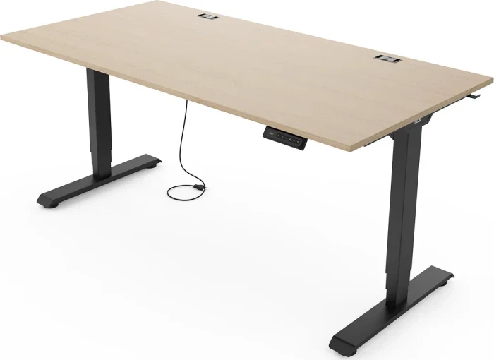 Yaasa Desk Essential elektrisch höhenverstellbarer Sitz-Steh-Schreibtisch 180x80cm Eiche/schwarz