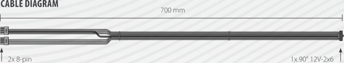 Seasonic 12V-2x6 Kabel, Adapterkabel, 2x 8-Pin PCIe Stecker auf 16-Pin PCIe 5.1 Stecker, Adapterkabel, schwarz, 90° gewinkelt, 70cm