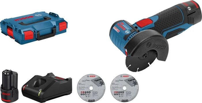 Bosch Professional GWS 12V-76 Akku-Winkelschleifer inkl. L-Boxx + 2 Akkus 3.0Ah