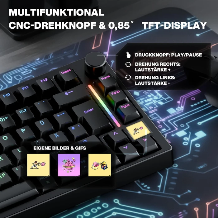 Gamakay TK75HE V2 Hall Effect, 75%, PBT, LEDs RGB, Magnetic Phoenix Silent, USB/Bluetooth, DE