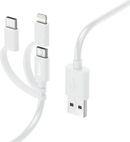 Hama 3in1 Multi-Ladekabel USB-A - Micro-USB USB-C und Lightning 1m weiß