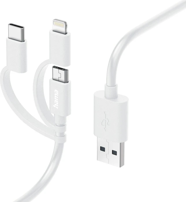 Hama 3in1 Multi-Ladekabel USB-A - Micro-USB USB-C und Lightning 1m weiß