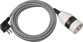 Brennenstuhl Netzkabel Schuko Textil-Verlängerungskabel mit beleuchtetem Ein/Aus-Drehschalter weiß, 3m