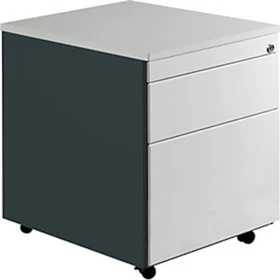 mauser Rollcontainer line, 1x Utensilienauszug, 1x Materialschublade, 1x Hängeregistratur, anthrazitgrau/lichtgrau/lichtgrau