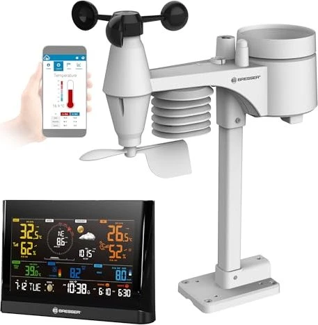 Bresser WLAN Comfort 7in1 Profi Wettervorhersage-Center grau, digital