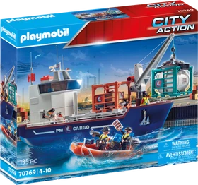 playmobil City Action Großes Containerschiff mit Zollboot
