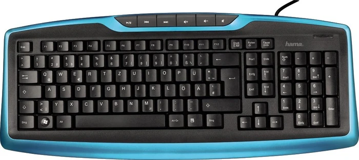 Hama K410 Media Keyboard blau, USB