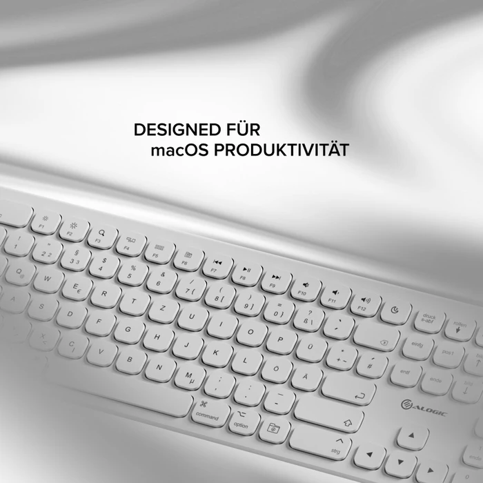 Alogic Echelon USB-C Rechargeable Wireless Keyboard for macOS, weiß, USB/Bluetooth, DE