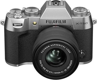 Fujifilm X-T50 silber mit Objektiv Fujinon XC 15-45mm 3.5-5.6 OIS PZ