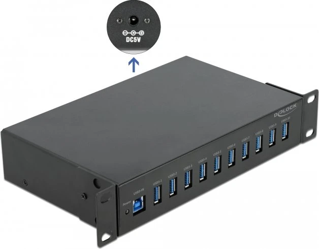 DeLOCK Industrial Rackmount USB-Hub, 10x USB-A 3.0, USB-B 3.0 [Buchse]