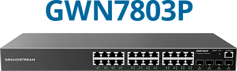 Grandstream GWN7800 Series Rackmount Gigabit Managed Switch, 24x RJ-45, 4x SFP, 370W PoE+
