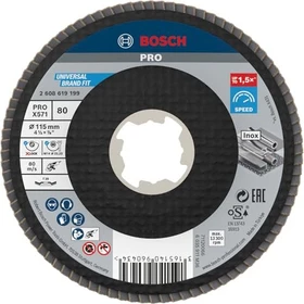 Bosch Professional X-LOCK X571 Best for Metal Fächerschleifscheibe gewinkelt K80, 115x22.23mm, 1 Stück