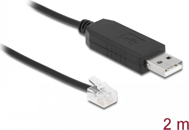 DeLOCK Adapterkabel USB-A 2.0 [Stecker] auf seriell RS-232 RJ12 [Stecker]