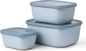 Mepal Multischüssel Cirqula rechteckig hoch Aufbewahrungsbehälter-Set nordic blue, 3-tlg.