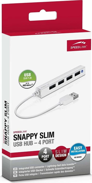Speedlink Snappy Slim USB-Hub, 4x USB-A 2.0, USB-A 2.0 [Stecker]