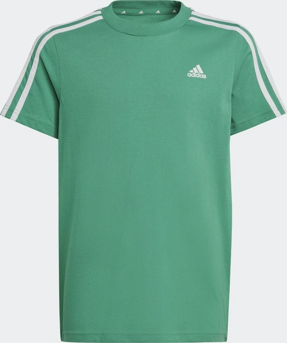 adidas Essentials 3-Streifen Cotton T-Shirt kurzarm semi court green/white (Junior)