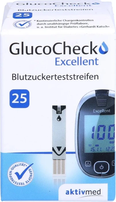 Aktivmed GlucoCheck Excellent Blutzucker-Teststreifen, 25 Stück
