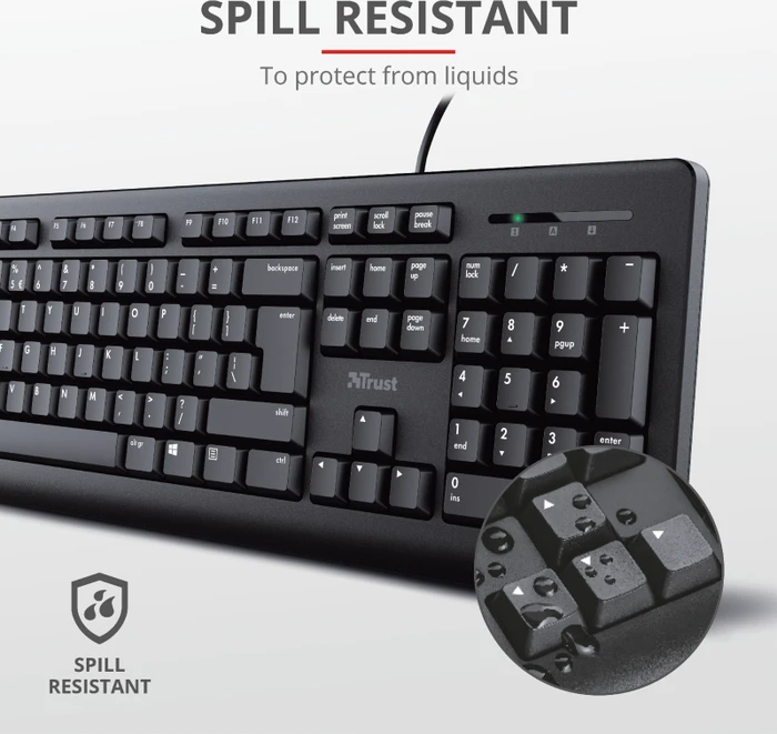 Trust TK-150 Silent Keyboard, schwarz, USB, US
