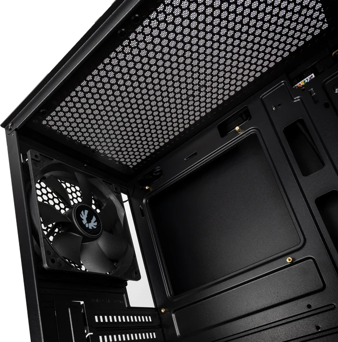 BitFenix Nova Mesh SE TG, schwarz, inkl. 2x Lüfter, Glasfenster