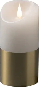 Konstsmide Echtwachskerze 13.5cm weiß/messing LED warmweiß, 1 Stück