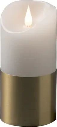 Konstsmide Echtwachskerze 13.5cm weiß/messing LED warmweiß, 1 Stück