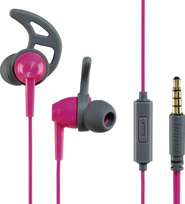 Hama In-Ear-Stereo-Ohrhörer "Action" grau/pink