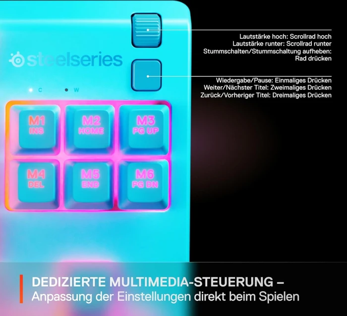 SteelSeries Apex 3 TKL, Auqa, blau, LEDs RGB, USB, US