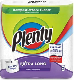 Plenty eXtra Long Küchenrolle 2-lagig weiß,     2 Rollen