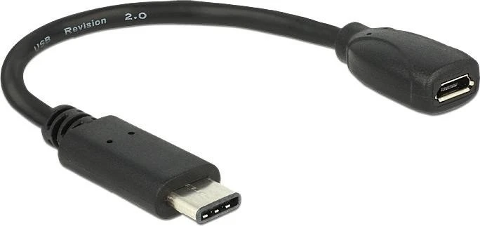 DeLOCK USB Kabel, USB-C 2.0/USB 2.0 Micro-B, 0.15m