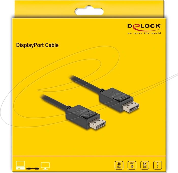 DeLOCK DisplayPort 2.1 Kabel schwarz, 3m