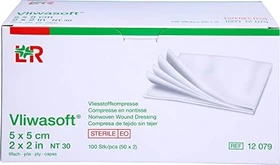 Lohmann & Rauscher Vliwasoft Vlieskompressen 6-lagig steril, 5 x 5cm, 100 Stück (50x 2 Stück)