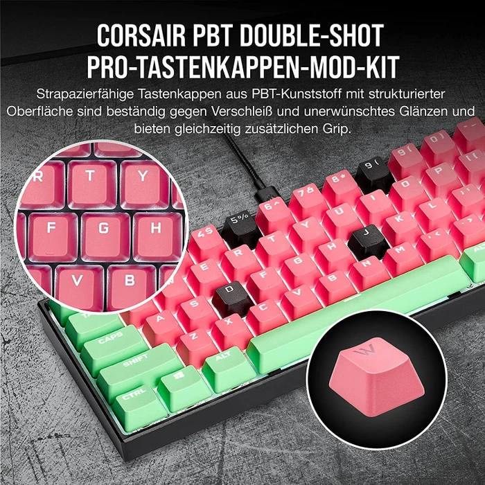 Corsair Pro Keycap Mod Kit, Kunststoff (PBT) Double-Shot, rosa, 105 Tasten, ISO-DE