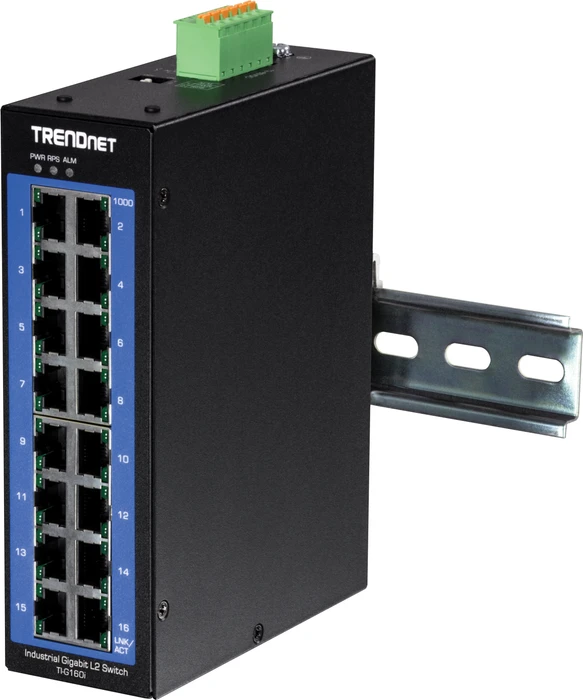 TRENDnet TI Hardened Industrial Railmount Gigabit Managed Switch, 16x RJ-45