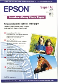 Epson Premium Glossy Fotopapier glänzend weiß, A3, 255g/m², 20 Blatt