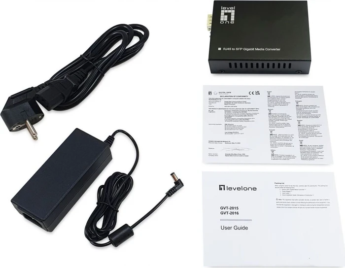 LevelOne GVT-2015 Gigabit Media Converter, RJ-45, SFP, 60W PoE++