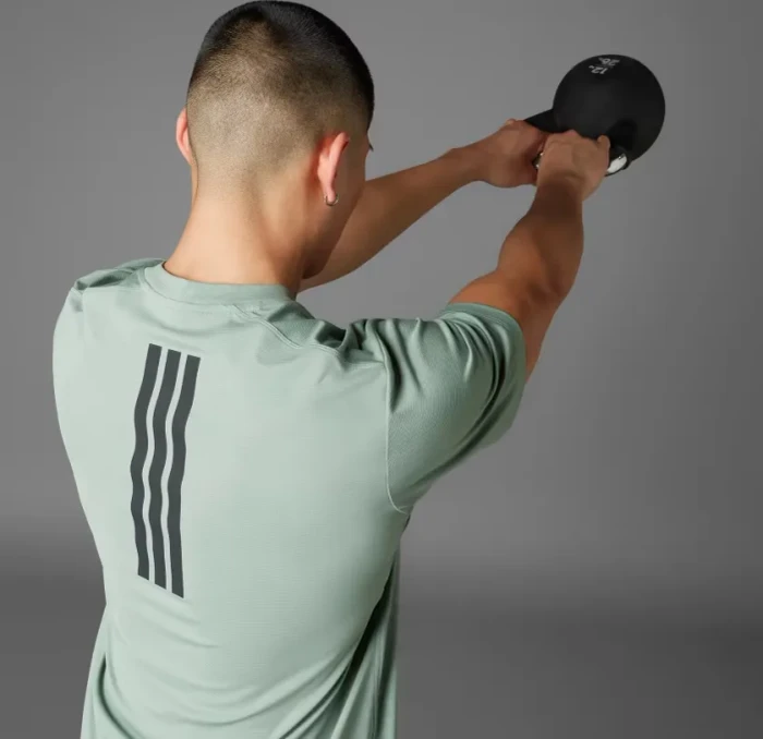 adidas Power 3-Streifen Funktionsshirt kurzarm silver green (Herren)