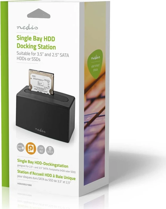 Nedis Single Bay HDD Docking Station, 1x 2.5"/3.5", USB-B 3.0