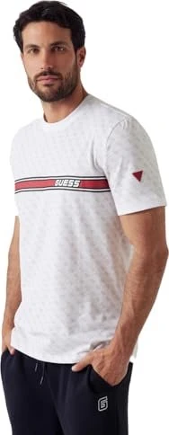 Guess All Over Logo T-Shirt kurzarm weiß (Herren)