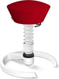 Aeris Swopper New Edition Bürohocker mit Gleitern, Feder Standard, Gestell Alu weiß, Bezug Mikrofaser Comfort rot