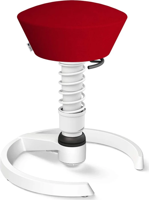 Aeris Swopper New Edition Bürohocker mit Gleitern, Feder Standard, Gestell Alu weiß, Bezug Mikrofaser Comfort rot