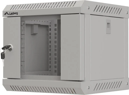 Lanberg WF11 Series 10" Rack Wandschrank 4HE, hängend, Flatpack, Glastür, IP20, RAL 7035, 300mm tief