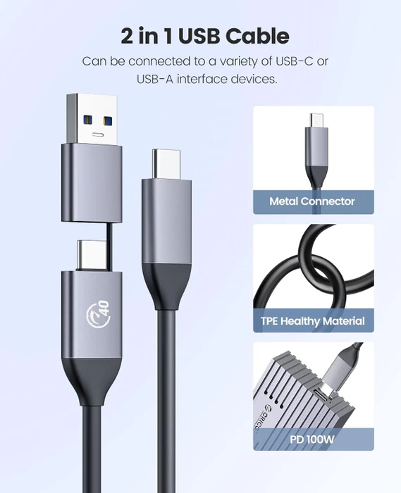 Orico 40Gbps USB4 NVMe Enclosure, grau, USB4
