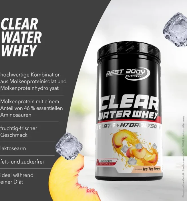 Best Body Nutrition Clear Water Whey Isolat & Hydrolysate Ice Tea Peach 450g