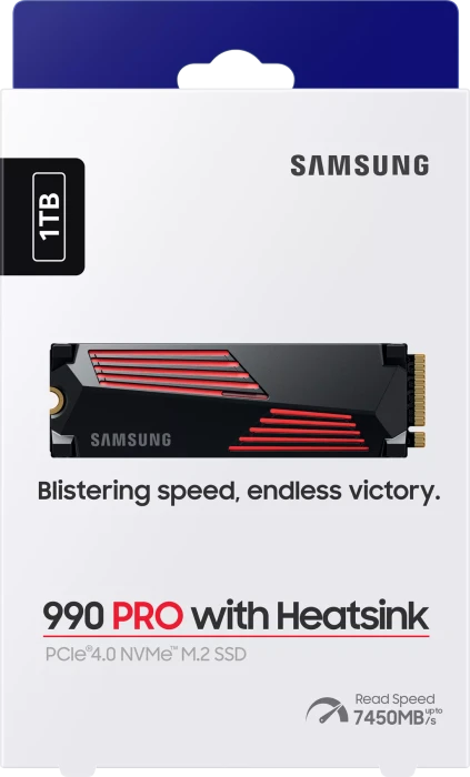 Samsung SSD 990 PRO 1TB, M.2 2280 / M-Key / PCIe 4.0 x4, Kühlkörper