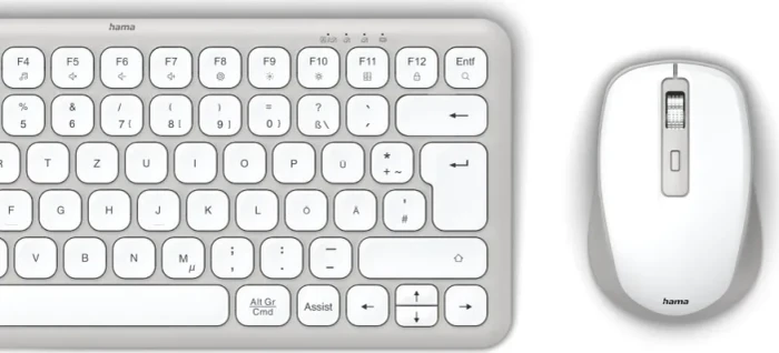 Hama WKM-500 Multi-Device-Tastatur-Maus-Set, klein, weiß, USB/Bluetooth, DE