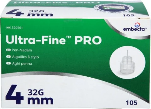 embecta BD Ultra-Fine PRO Einmalkanüle 0.23mm (32G) x 4mm, 105 Stück