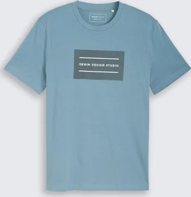 Tom Tailor Basic mit Logo-Print T-Shirt kurzarm steel blue (Herren)