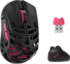 WLMouse Beast Miao Magnesium Gaming Mouse, schwarz/rosa, USB